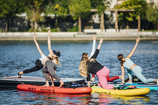 Paddle board yoga sounds beautiful and is cool to play